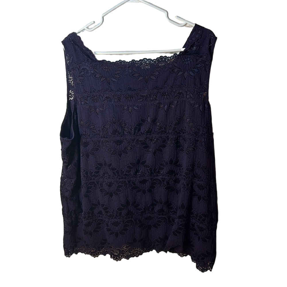 Pennington‘s purple scalloped lace sleeveless nylon top size 4X - Picture 6 of 6